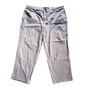 Gloria Vanderbilt Amanda Plus Size 22W Short Khaki Beige Pants 97% Cotton 3% Spa